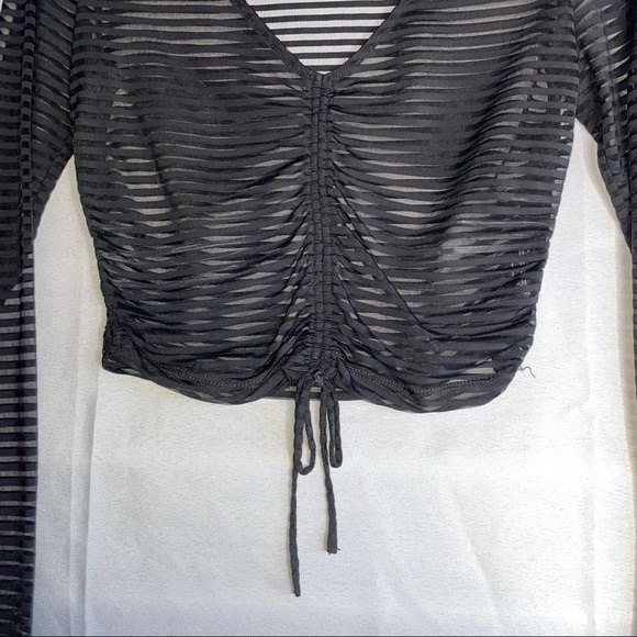 Striped Long Sleeve Crop Top - Picture 2 of 12